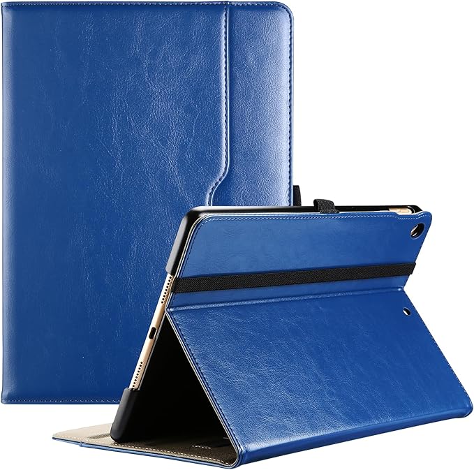 ProCase for iPad 9th/ 8th/ 7th Generation Case 10.2 Inch 2021/2020/2019, iPad 10.2 PU Leather Case Business Stand Cover Smart Folio with Hand Strap Front Pocket Pen Loop -Navy