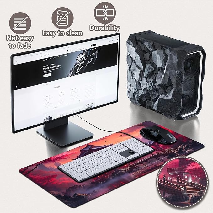 Gaming Mouse Pad - (31.5"×11.8") Japanese Anime Large Mouse Pads for Desk - Desk Mat for Keyboard and Mouse with Non-Slip Base, Desks Pad Matfor Game/Office & Home