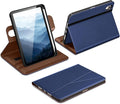 DTTO for iPad mini 7 (A17 Pro) Case, iPad mini 7th / 6th Generation Case (2024/2021), 360 Degree Rotating Premium Leather Folio Stand Cover with Pencil Holder, Navy Blue