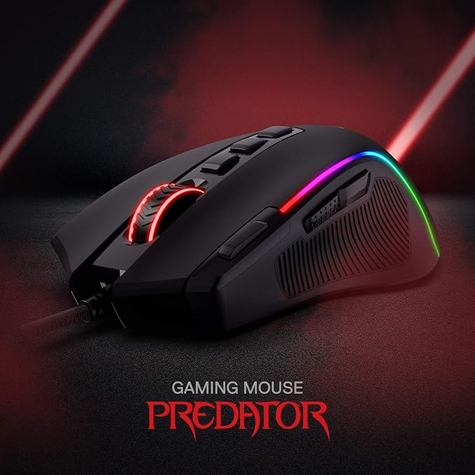 Redragon M612 Predator RGB Gaming Mouse, 8000 DPI Wired Optical Mouse with 11 Programmable Buttons & 5 Backlit Modes, Software Supports DIY Keybinds Rapid Fire Button