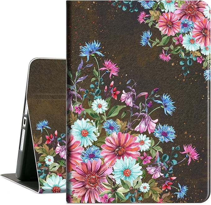 Case for iPad 9th Generation Case, for iPad 8th Generation Case,for iPad 7th Generation Case Women Girls Kids Shockproof Case Multi-Angle View Adjustable Stand Auto Wake/Sleep, Flowers