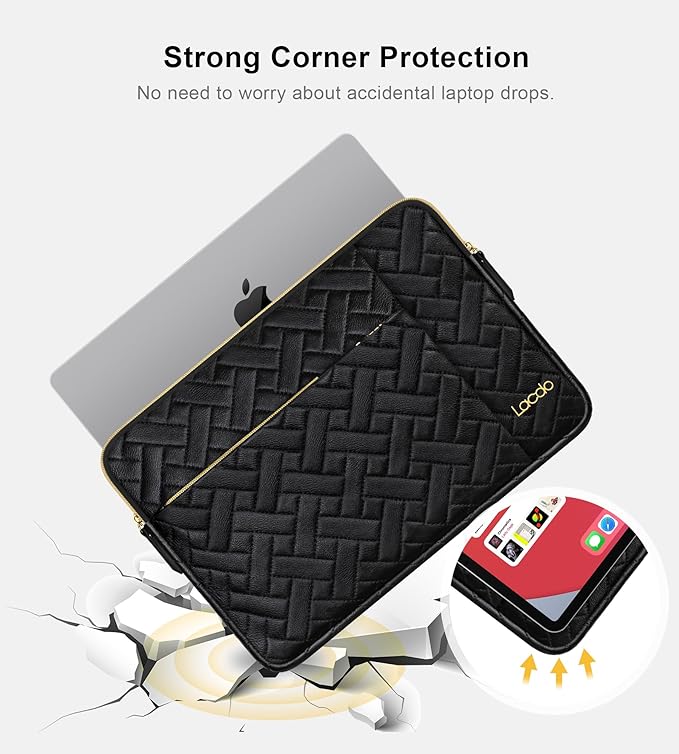Lacdo Laptop Sleeve Case for 14 inch New MacBook Pro M5 Pro/Max A3426 A3427 (2026), M5/M4/M3/M2/M1 A3434 A3112 A3401 A3185 A2918 A2992 A2779, 13.8 inch Surface Laptop 7th Computer Bag, Elegant Black