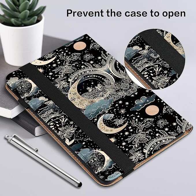 Case for iPad Pro 12.9 2022/2021/2020/2018, PU Leather Tablet Cases Flip Folio Multi-Angle Viewing Stand Protective Cover for iPad Pro 12.9" 6th Gen/5th Gen/4th Gen/3rd Gen - Moon