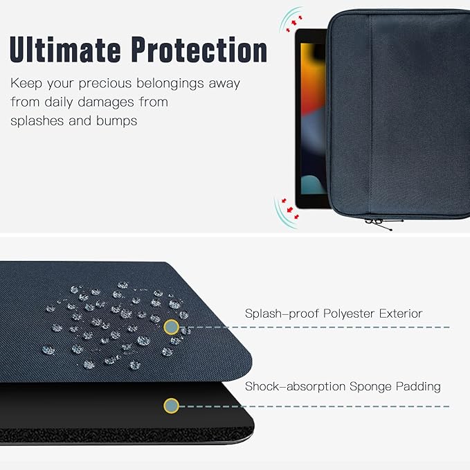 TiMOVO 9-11 Inch Tablet Sleeve with Pocket, Protective Carrying Case for iPad 11-inch A16 2025, iPad 10th Gen 10.9", Air 11"/10.9", Pro 11", Galaxy Tab A9+ 11", Space Gray