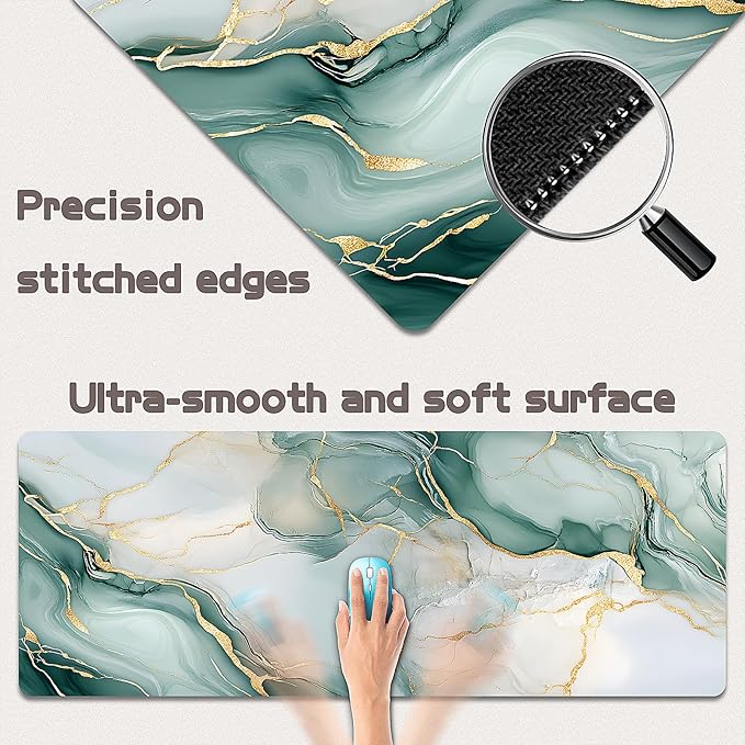 Gaming Mouse Pad - (31.5"×11.8") Marble Large Mouse Pads for Desk - Desk Mat for Keyboard and Mouse with Non-Slip Base, Desks Pad Matfor Game/Office & Home