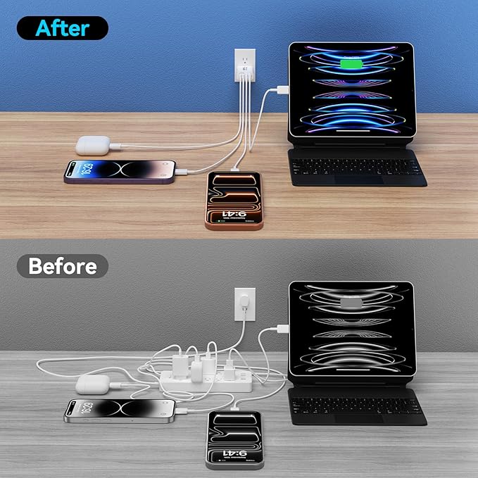 USB C Charger Block, 40W 4 Ports Type C Fast Phone Charging Blocks Cube PD USBC Wall Plug+QC 3.0 USB A Charger Brick Box Power for iPhone 17/16/15/14/13/12 Pro Max, iPad, Samsung Galaxy, Pixel, 2Pack