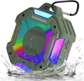 Shower Bluetooth Speaker Waterproof, Portable Small Speaker, Outdoor Bluetooth Speakers Wireless, LED Light, BT5.4, 24H Playtime, Built in Mic, Powerful Sound for Party, Unisex Gifts for Adults-Green