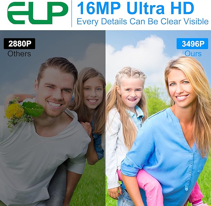 ELP 16MP Autofocus USB Camera Module - 4K UVC USB2.0 With 68-Degree Mini Size Lens IMX298 for Computer, Laptop, PC - Video Lightburn Industrial Embedded Webcam Board