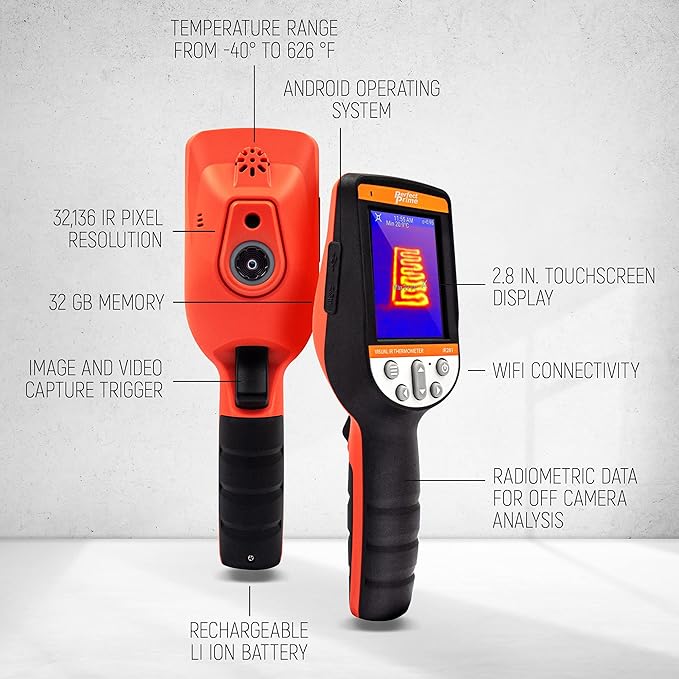 PerfectPrime IR281 / IR0281, Infrared (IR) Thermal Imager & Visible Light Camera/Video Record 32,136 Pixels & Temperature Range from -40 to 626°F