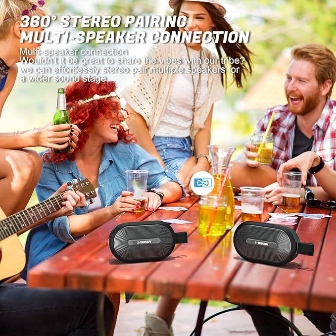Portable Mini Bike Bluetooth Speaker,IP67 Waterproof Wireless with Adjustable Strap and Hook, Loud Clear Sound 10Hours Playtime, Home/Party/Outdoor/Beach/Shower (MINI Speaker)