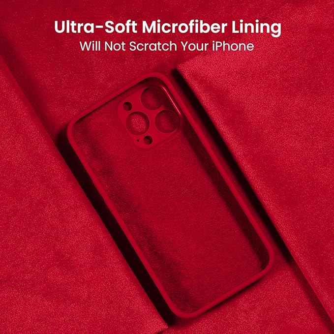 FireNova Designed for iPhone 16 Pro Max Case, Silicone Upgraded [Camera Protection] Phone Case with [2 Screen Protectors], Soft Anti-Scratch Microfiber Lining Inside, 2024, Deep Red