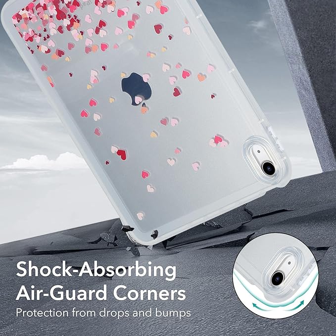 for iPad Pro 12.9 inch Case 6th/5th/4th/3rd Generation (2022/2021/2020/2018) Frosted Translucent Clear Slim Lightweight Protective Cover Soft TPU Back Shockproof Silicone Shell, Love Heart