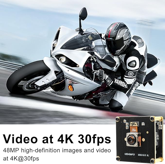 48MP Ultra HD Autofocus USB Camera – 4K Video & 8000×6000 Still – 70° No Distortion Lens for Lightburn Laser Engraver | Machine Vision | Embedded Systems