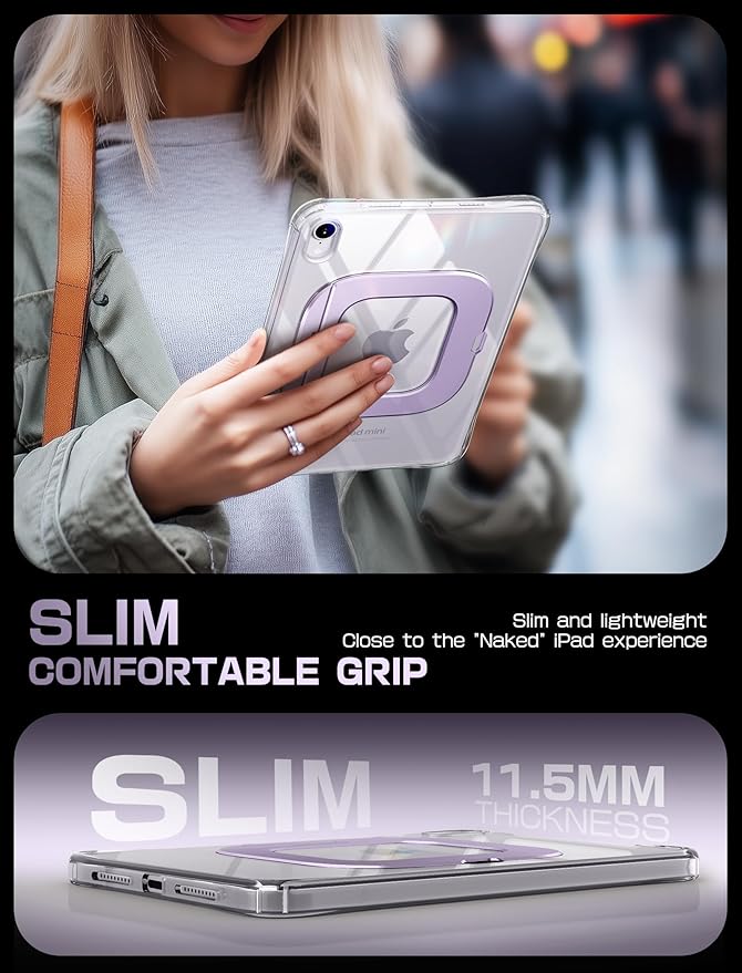 SUPCASE for iPad Mini 7 A17 Pro 2024 Case with Stand (Unicorn Beetle Prism), [Anti-Scratch] [Support Apple Pencil Charging] Slim Protective Clear Cover for iPad Mini 7th/6th Generation 8.3 Inch,Purple