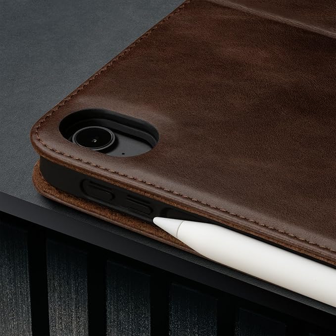 TORRO Case Compatible with iPad Air 11" M4 (2026), M3 (2025) & M2 (2024) and iPad Air 5th / 4th Gen - Leather Folio Cover, Stand, Apple Pencil Charging, Auto Wake/Sleep (Dark Brown)
