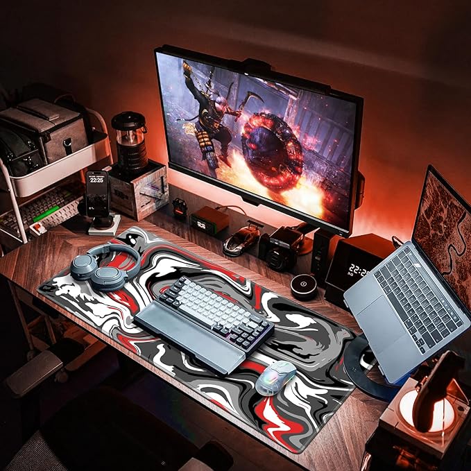 Canjoy Gaming Mouse Pad, Fluid Pattern Mouse Pad 31.5x15.7inch Large Extended Computer Mouse Mat Keyboard Full Desk Mousepad for Gaming, Office, Home