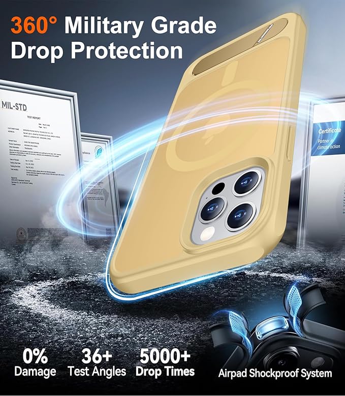 Magnetic Compatible with iPhone 12 Case & iPhone 12 Pro Case, [Built-in Invisible Kickstand][Compatible with MagSafe][Military Grade Shockproof] Slim Translucent Matte Phone Case 6.1"