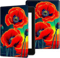 for 7" Kindle Paperwhite 12th Generation 2024/2025 & Kindle Colorsoft Signature Edition Tablet Case, Slim Kickstand Stand Leather Smart Cover with Auto Wake/Sleep, Red Flower