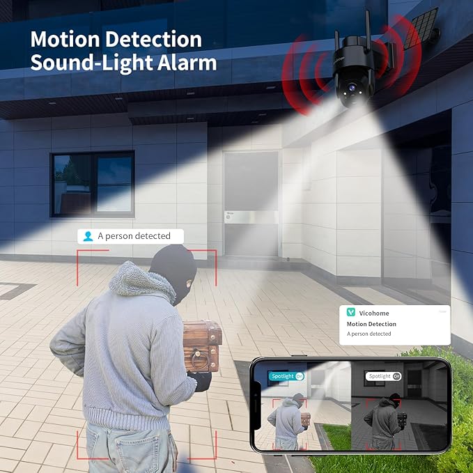 Armorcope 2Pack 2K HD Solar Security Cameras Wireless Outdoor, 360° PTZ View Outdoor Cameras for Home Security,Color Night Vision with Spotlight, 2-Way Audio,Motion Alarm, IP65 Waterproof