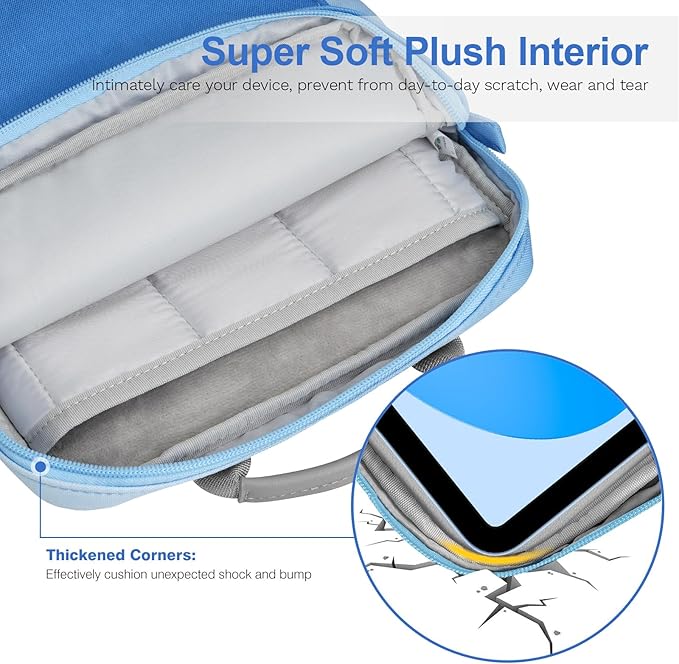 Dadanism 9-11 Inch Tablet Sleeve Bag Carrying Case with Shoulder Strap for iPad (A16) 11", iPad 10th Gen 10.9", iPad Air M4/Pro M5 11", iPad 9/8/7th 10.2", Galaxy Tab A11+ Plus 11", Blue Mist