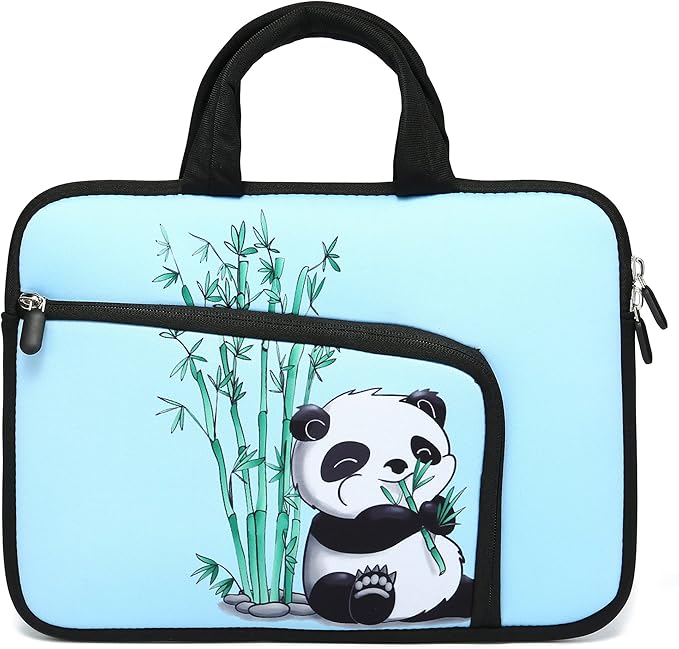 14 15 15.4 15.6 inch Laptop Handle Bag Computer Protect Case Holder Notebook Sleeve Neoprene Cover Soft Carrying Case with Extra Pockets for Dell Lenovo Toshiba HP Chromebook ASUS Acer(Cute Panda)
