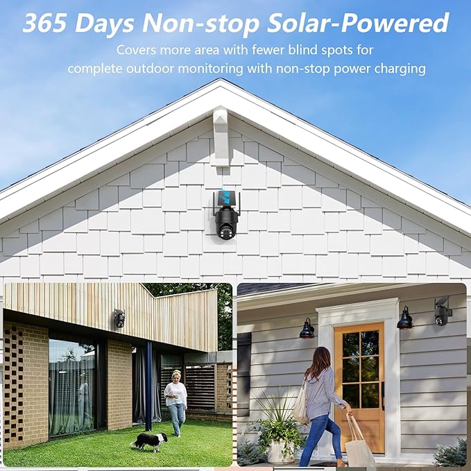 GALAYOU Solar Camera Outdoor Wireless- 2.4GHz WiFi Home Security Cameras with Solar/Battery Powered, Color Night Vision, PIR Sensor, IP65 Waterproof & Easy to Install, Work with Alexa, R1 1P Black