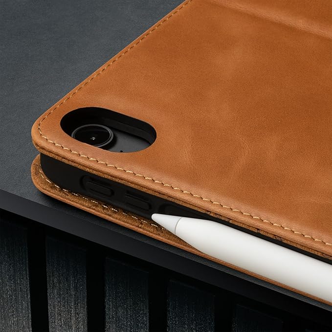 TORRO Case Compatible with iPad Air 11" M4 (2026), M3 (2025) & M2 (2024) and iPad Air 5th / 4th Gen - Leather Folio Cover, Stand, Apple Pencil Charging, Auto Wake/Sleep (Tan)