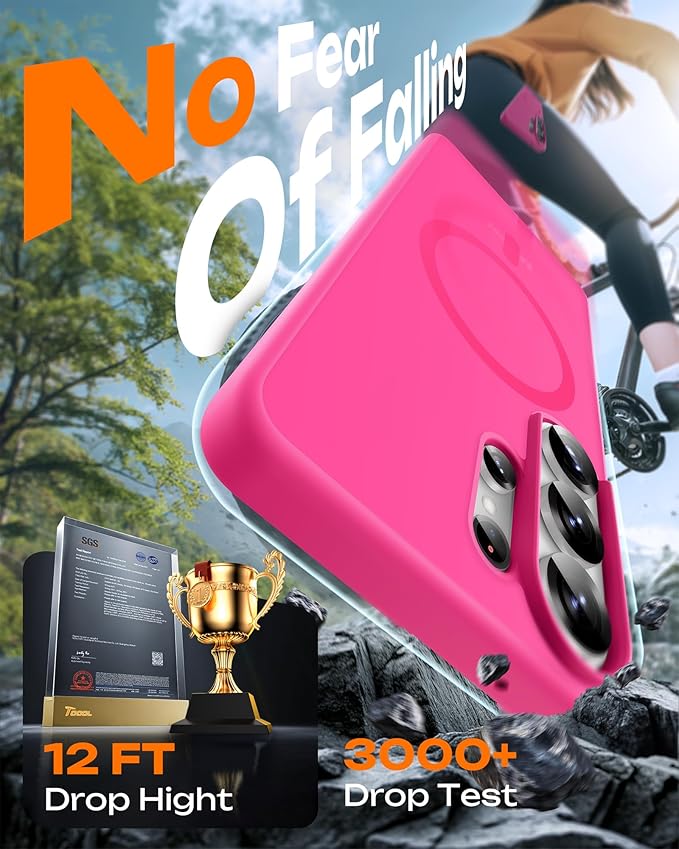 TOCOL for Samsung Galaxy S26 Ultra Case, Built-in Magnetic Ring, Drop Protection, Slim Translucent Matte Phone Case for Galaxy S26 Ultra 6.9 inch (Hot Pink)