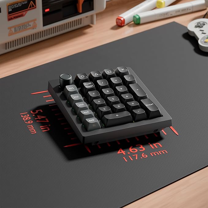 Keychron V0 Ultra 8K Polling Rate Wireless (2.4 GHz & Bluetooth) ZMK Custom Number Pad with Hot-swappable Red Switches 360-Hr Battery OSA PBT Keycaps RGB Backllit for Mac Windows Linux