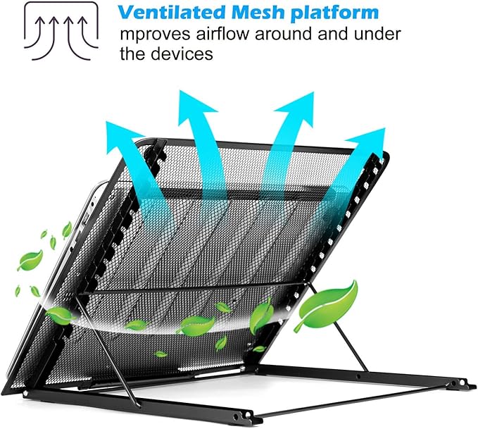 IMAGE Laptop Stand, A3 Large Version Foldable Portable Ventilated Desktop Laptop Stand Holder, Adjustable 12 Angle Points Stand, Compatible with 10" ~ 17" Notebooks, LED Light Box Pad