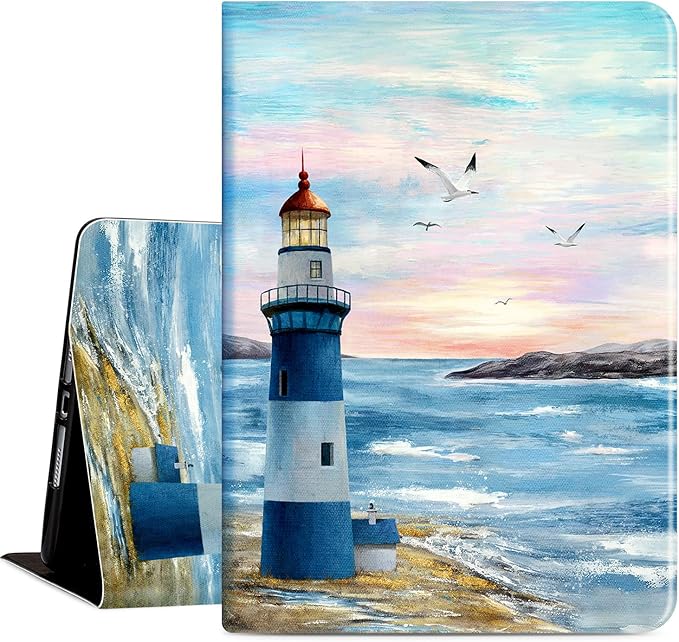 for iPad Air 2/1 Case Cozy Coast, for iPad 6Th/5Th Generation Case,for iPad 6Th/5Th Cover Generation, for iPad 9.7 Cover, Auto Wake/Sleep Multi-Angle Viewing Slim, Romantic Lighthouse