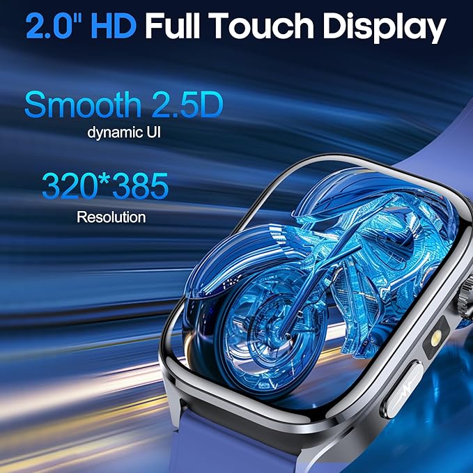 Advanced Health Smartwatch for Women Men with Real-Time Monitoring of Heart Rate, Sleep Quality and Stress Levels, Always-On Display，Bright Flashlight (Blue)