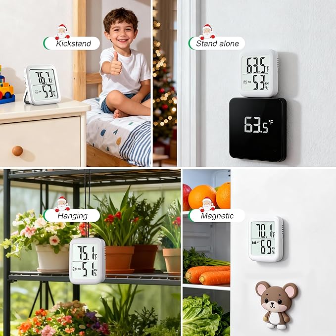Antonki 2 Pack Room Thermometer for Home, Hygrometer Indoor Humidity Meter Gauge, Digital Temperature and Humidity Monitor Sensor for House, Terrarium, Incubator, Greenhouse - Battery Included