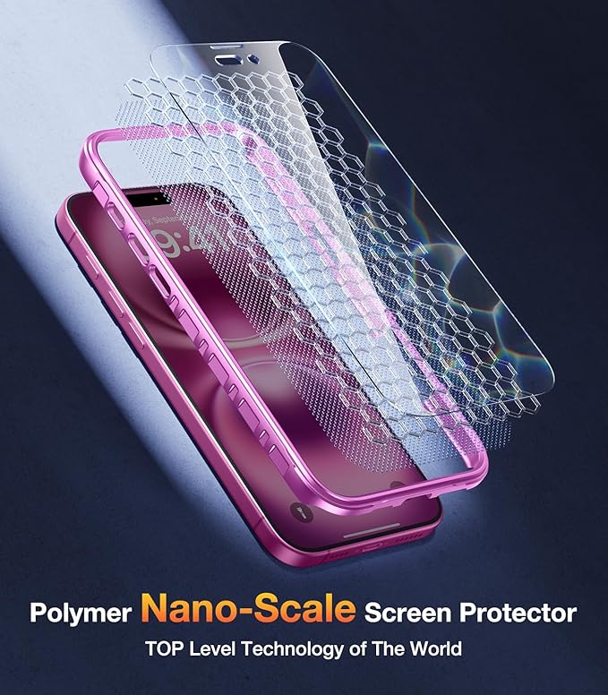 Diaclara Magnetic Designed for iPhone 16 Plus Case,[Full Camera Protection] 360 Clear Bumper Compatible with MagSafe Built-in Screen Protector for 16 Plus case,Magnetic Rose Purple