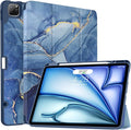 Soke Case for iPad Air 13 Inch (M4/M3/M2,2026-2024), iPad Pro 12.9" 6th/5th Generation with Pencil Holder(2021 2022 Release)-[Apple Pencil Charging + Auto Wake/Sleep] Soft Back Cover, Navy Marble