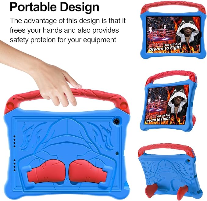 Dteck for iPad Air 3rd Generation and iPad Pro Case 10.5" 2019/2017 Release, Cute Boxing Shockproof Hard Case with Handle/Kickstand/Shoulder Strap, Protective Lightweight Kids-Friendly Cover, Blue