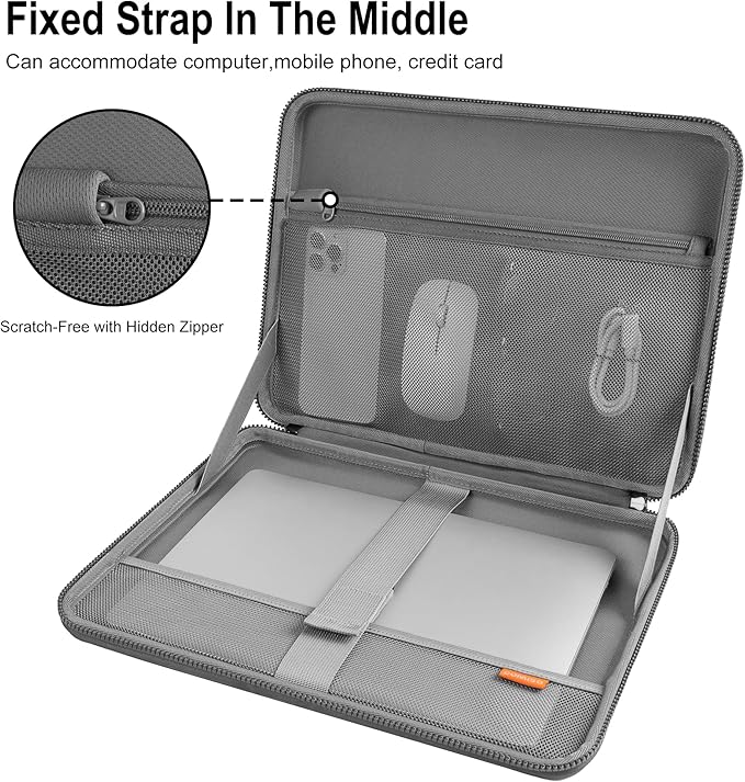 DOMISO 15.6-16 Inch Laptop Hard Case, Waterproof Shockproof Hard Shell Laptop Sleeve Protective Computer Bag for Macbook Pro/Lenovo IdeaPad/HP ENVY/Dell XPS,Dark Grey