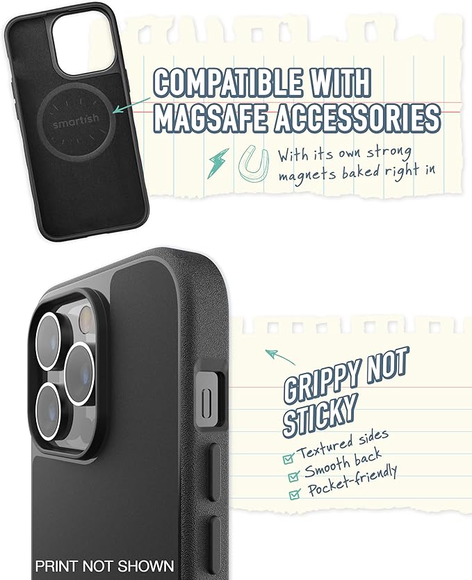 Smartish® iPhone 14 Pro Slim Case - Gripmunk Compatible with MagSafe [Lightweight + Protective] Thin Grip Cover with Microfiber Lining - Secret Menu