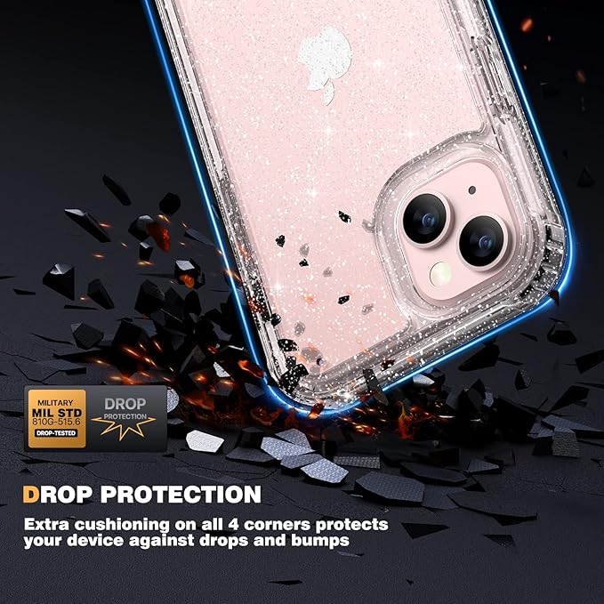 Diaclara Designed for iPhone 13 Case, Full Body Rugged with Built-in Touch Sensitive Anti-Scratch Screen Protector, Soft TPU Bumper Case for iPhone 13 6.1" (Clear Glitter)
