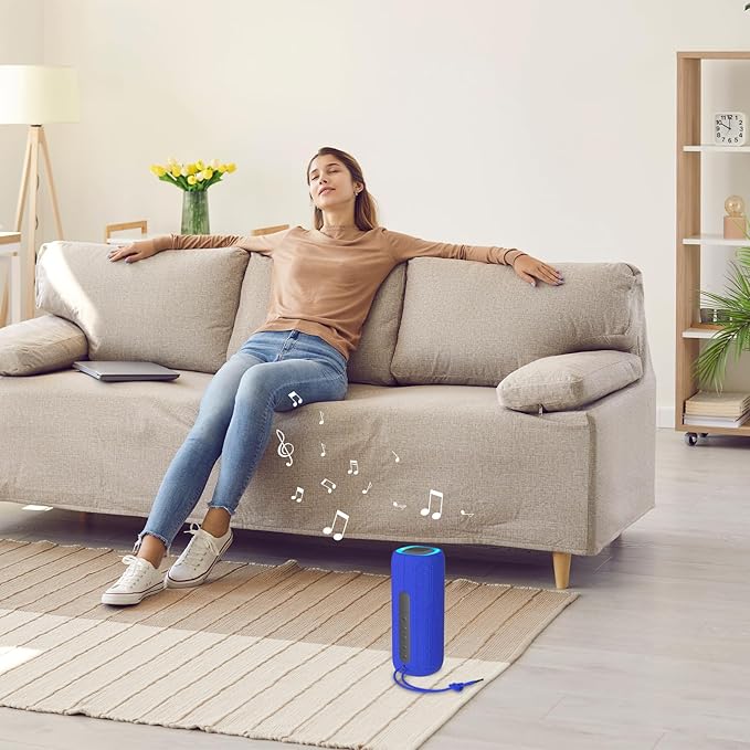 PEICHENG Bluetooth Speaker, Portable Wireless Clear Loud Stereo Sound IPX5 Waterproof with RGB Lights BT5.3 Long Playtime TWS Pairing,for Home Party Outdoor Beach,Great Gift Choice (Blue)