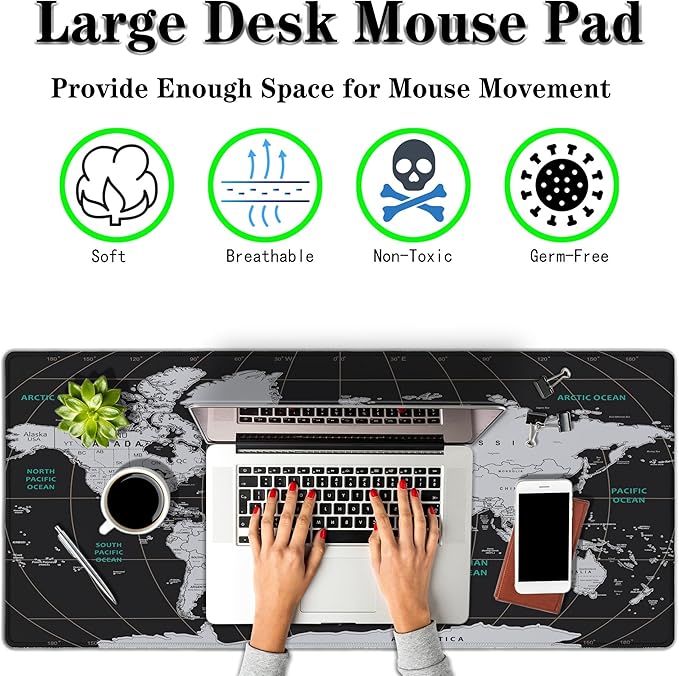 XXL Mouse Pad - Black and White, Non-Slip Rubber Base, 35.4 X 15.7 inch Gaming Mouse Mat for Work, Game, Office, Travel