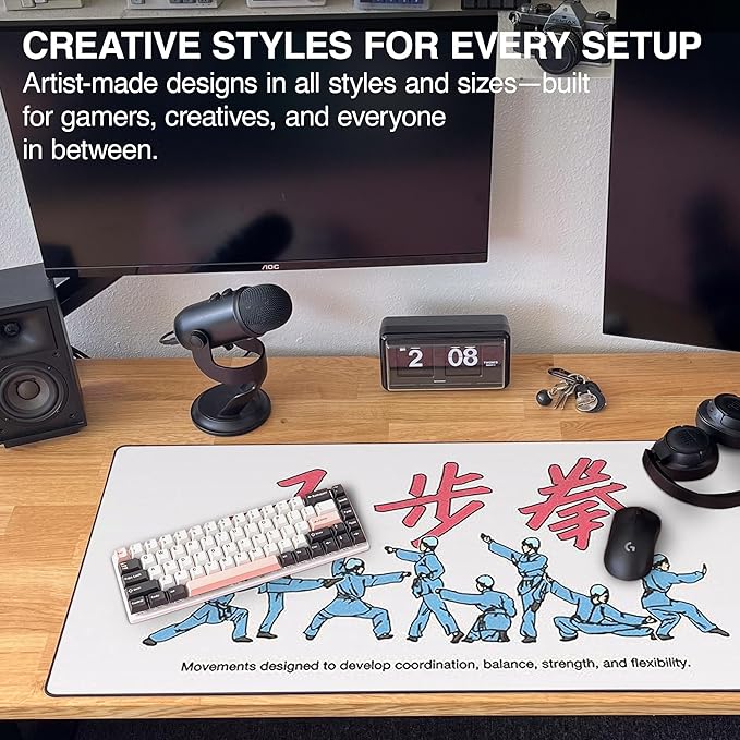 MPCO. Original Large Gaming Desk Mat – 36" x 17" Duraglyde OZGMX Movements Full Desk Mouse Pad for Smooth Precision – Non-Slip, Washable Extra-Large PC Mouse Pad for Gaming Sessions