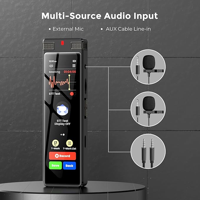 136GB AI Voice Recorder, TIMMKOO Digital Voice Recorder with Playback, Offline Transcribe and Online Summarize/Mindmap/Translation Base on AI Technology, Voice Activated Audio Recorder (Black)