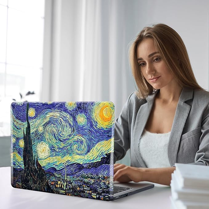 Funut for MacBook Air 13 inch M5 2026 2025-2022 M4 M3 M2 A3449 A3240 A3113 A2681, Plastic Laptop Hard Shell Case & Keyboard Cover for M2 M3 M4 M5 MacBook Air 13 inch, Van Gogh Starry Sky