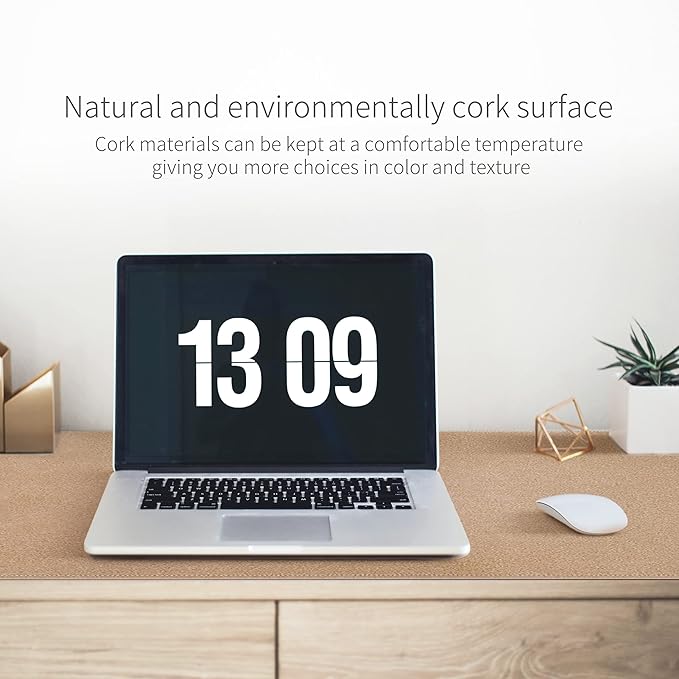 RENMTURE Dual-Sided Mouse Pad, Natural Cork & PU Leather Large Desk Pad for Office and Home Work, Desk Protector Non-Slip, Waterproof, Easy Clean (Olive Green, 32"x16")