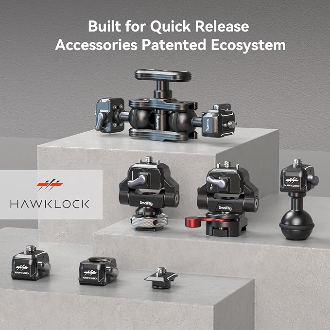 SMALLRIG Quick Release Plate Drop-in HawkLock mini Quick Release Camera Mount Adapter with 1/4" Screw, for Camera Clamp, Super Clamp, Ball Head, Tripod, Magic Arm, Stabilizer, Field Monitor - 3513C
