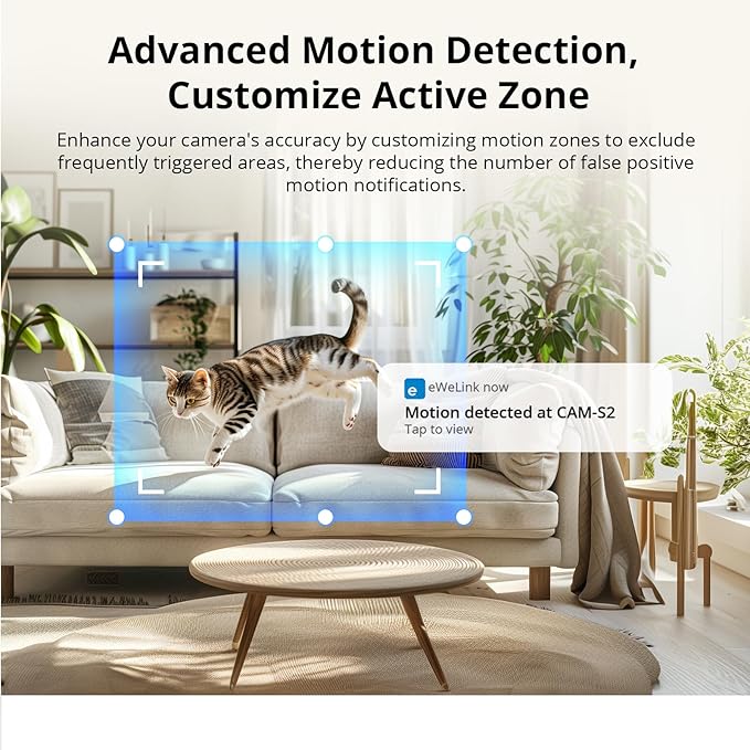 SONOFF Smart Security Camera, CAM-S2 Indoor HD Dog-Camera, Motion Detection for Baby and Pet Monitor