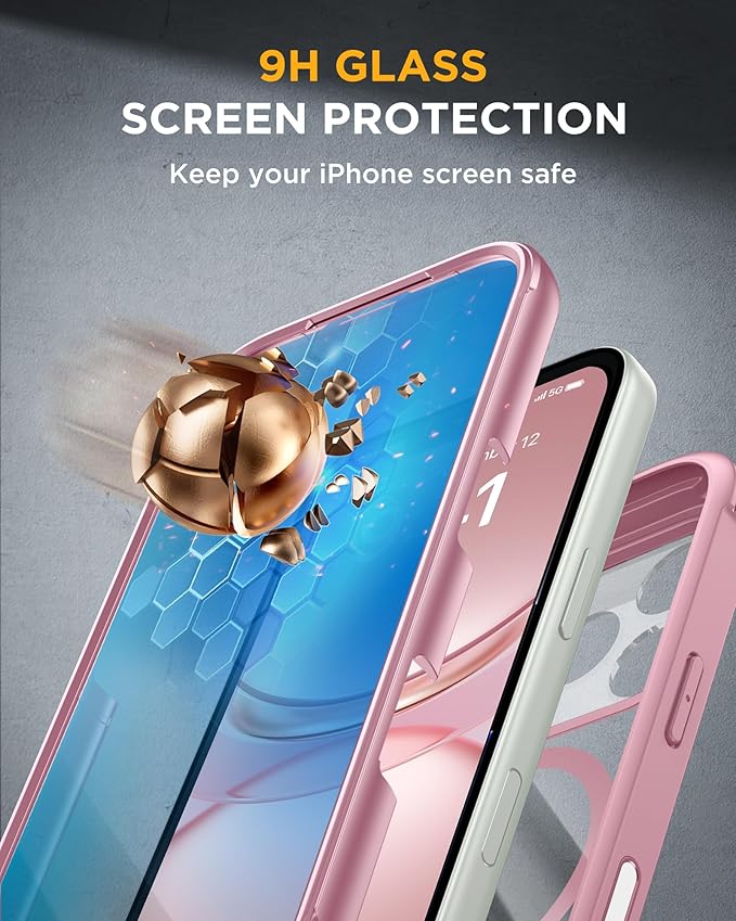 Miracase Magnetic for iPhone 17 Pro Case 6.3" [Compatible with MagSafe] Full-Body Phone Case with Built-in Glass Screen Protector & Camera Control,Drop Proof iPhone 17 Pro Cover, Lilac