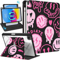 Uppuppy for iPad Air 11 inch Case, Air 5th/4th Generation 10.9, Pro 11'' Case Women Girls for Apple Pencil Holder Cute Smile Rotating Folio Cover for iPad Air 11 2024 (M2), 10.9 2022 2020, Pro 11
