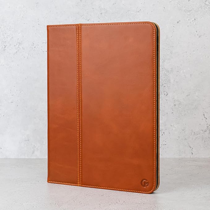 Casemade Real Leather Case Compatible with iPad 10.2” 7th/8th/9th Gen (2019/2020/2021) - Full-Grain Leather Cover, Auto Sleep/Wake, Dual Stand Position (Tan)